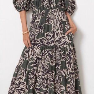 Velvet by Graham & Spencer Black and Cream Floral Maxi Dress